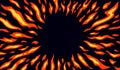 Circle Fire Flame Pattern on Dark Background. Ring Fiery Frame in Cartoon Anime Style. Vector Burn Fire Texture Royalty Free Stock Photo