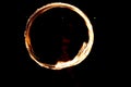 Circle Fire show on the beach at night.dark backgrounds