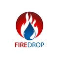 Circle fire water drop logo concept design. Symbol graphic template element Royalty Free Stock Photo