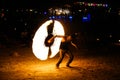 Circle Fireshow at beach in the Koh Tao Island in Thailand