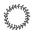 Circle floral wreath. Wedding round botanical frame with leaves. Vector flower decorative laurel.