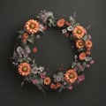 Circle flower frame. Illustration AI Generative