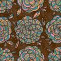 Circle flower style color drawing seamless pattern Royalty Free Stock Photo