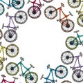 Circle Frame Bike Background. Realistic Hand Drawn Illustration. Savoyar Doodle Style Royalty Free Stock Photo