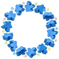 Circle frame of blue meeples
