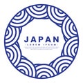 Circle frame with blue wave pattern in Japanese style. Border template Royalty Free Stock Photo