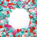 Circle frame colorful confetti celebration