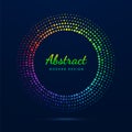 Circle frame. Faded neon circular. Halftone dot pattern. Fading gradient frames. Boarder fades dots. Round shape. Color ring on da