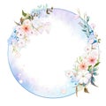 Circle frame with flowers. Genrative AI Royalty Free Stock Photo