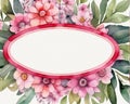 Circle frame flower card, pastel color, watercolor picture Royalty Free Stock Photo