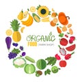 Circle frame with fruit and vegetable icons Royalty Free Stock Photo