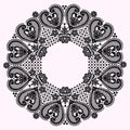 Circle Frame. Lace Vector Background.