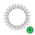 Circle frame with leaves. Line style round laurel.