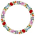 Circle frame made from Hungarian folk pattern Royalty Free Stock Photo