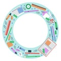 Circle frame for school stationery Royalty Free Stock Photo