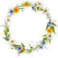 Circle frame from spring flowers