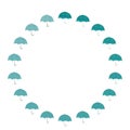 Circle frame with turquoise umbrella retro style Royalty Free Stock Photo