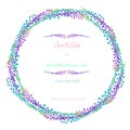 Circle frame, wreath with the floral design; watercolor abstract variegated mimosa flowers and leaves