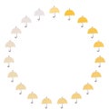 Circle frame with yellow umbrella retro style