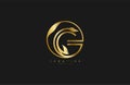 Circle G letter linear shape luxury flourishes ornament golden logotyp