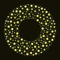 Circle with gold glitter particles on black background. Round garland frame. Vector illustration. Royalty Free Stock Photo