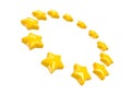 Circle of golden european stars isolated. European Union flag concept. 3d rendering