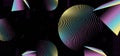 Circle gradient background with abstract lines on dark colors, Wave creative polka planet design trendy geometric futuristic neon