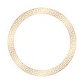 Circle greek gold pattern. Roman frame. Golden outline greece border isolated on white background. Round greec boarder for prints Royalty Free Stock Photo