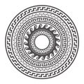 Circle greek mandala design. Round meander borders. Decoration elements patterns. Vector illustration isolated on white background Royalty Free Stock Photo