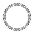 Circle greek pattern. Roman frame. Black outline greece border isolated on white background. Round greec boarder for design prints Royalty Free Stock Photo