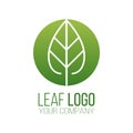 Circle green leaf logo icon vector design. Landscape design, garden, Plant, nature and ecology vector logo. Ecology Logotype Royalty Free Stock Photo