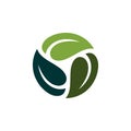Circle Green Leaves Logo Template Illustration Design. Vector EPS 10 Royalty Free Stock Photo
