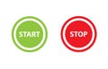 Circle green start and red stop icon button vector for website design, web button, mobile app illustration Royalty Free Stock Photo