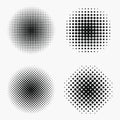 Circle halftone effects set. Monochrome dots semitone