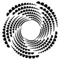 Circle halftone element, circular half-tone pattern. Spiral, vortex, swirl shape. Royalty Free Stock Photo