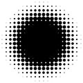 Circle halftone element. Monochrome dotted circular pattern.