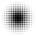 Circle halftone element. Monochrome dotted circular pattern.