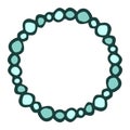 Circle hand drawn round frame, blue vector circle made of beads