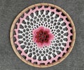 Circle handmade crochet with wooden frame