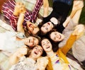 Circle of happy teenage friends Royalty Free Stock Photo