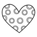 Circle heart icon, hand drawn and outline style