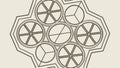 Circle of hexagons pattern, geometric design, abstract background, modern vector design Generative AI Royalty Free Stock Photo
