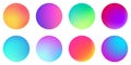 Circle holographic gradients set, spherical buttons