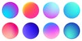 Circle holographic gradients set, spherical buttons.