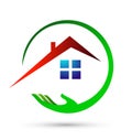 Home, house, real estate, logo, circle building, architecture, home plant nature symbol icon design vector
