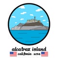 Circle Icon Alcatraz Island. Vector illustration