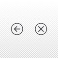 Circle icon backward and close isolated on transparent background. Element for design app or website