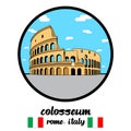 Circle icon colosseum. vector illustration