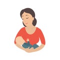 Circle icon depicting mother breastfeeding her young child Royalty Free Stock Photo