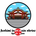 Circle Icon fushimi inari main shrine. vector illustration